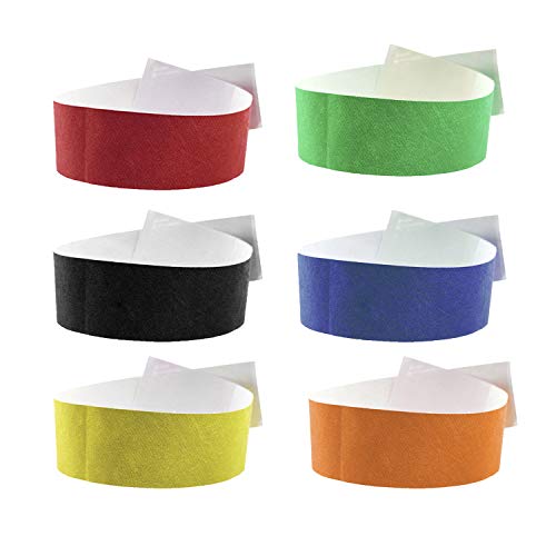 Fun Fan Line - 600 unidades Pulseras identificativas 25 mm de papel tyvek. Pulseras de control numeradas con cierre adhesivo. Intransferible y resistente al agua. (Multicolor)