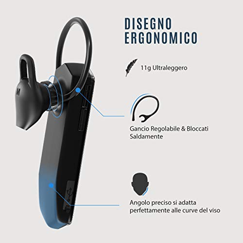 Image of 3 idea Imagine Create Print Tessco EB-276 Stereo Bluetooth Earpiece Headset Wireless Hands-free Noise Reduction Earphones with Mic for Business /Workout /Driving (Black)