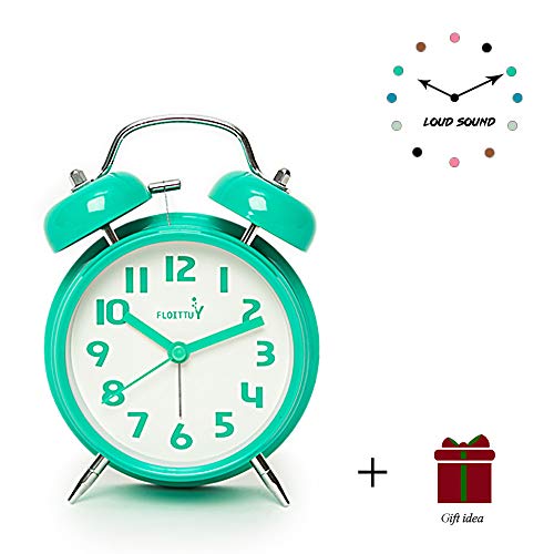FLOITTUY {Loud Alarm for Deep Sleepers} 4'' Twin Bell Alarm Clock with Backlight