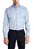 Haifischhalsband Eterna Herren Langarmhemd Modern Fit Cover Twill hellblau Uni Hemd, 40