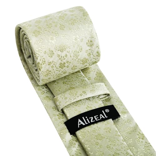 Image of Alizeal Mens 3.15inches Exquisite Floral Tie with Small Flower Printed Pocket Square