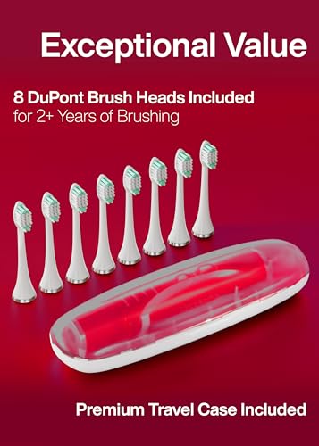Image of Aquasonic Vibe Series Ultra-Whitening Toothbrush a€ inch ADA Accepted Electric Toothbrush - 8 Brush Heads & Travel Case a€ inch 40,000 VPM Motor & Wireless Charging - 4 Modes w Smart Timer a€ inch Ruby