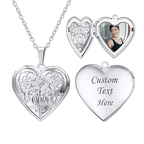 U7 Collar Foto Personalizable, Colgante de Guardapelo Relicario e...