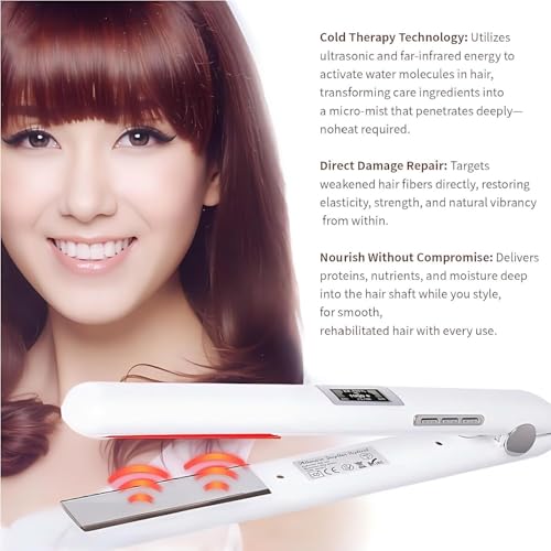 Plancha de cabello ultrasonica con pantalla LCD blanca miniatura 5