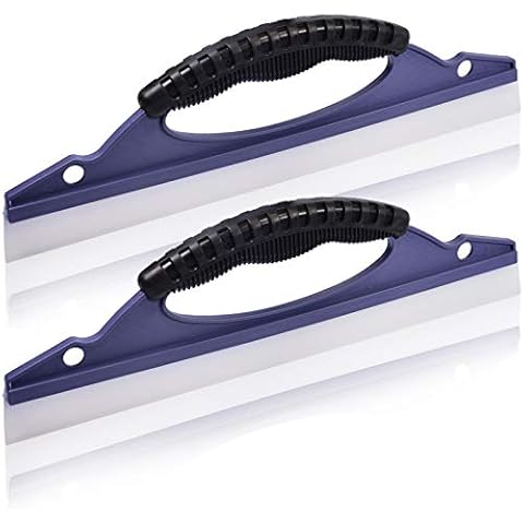 AHCHAY Window Washing Squeegee Silicone Water Blade with Ergonomic Grip, for Bathroom or Automotive Drying, Pack of 2 Cover