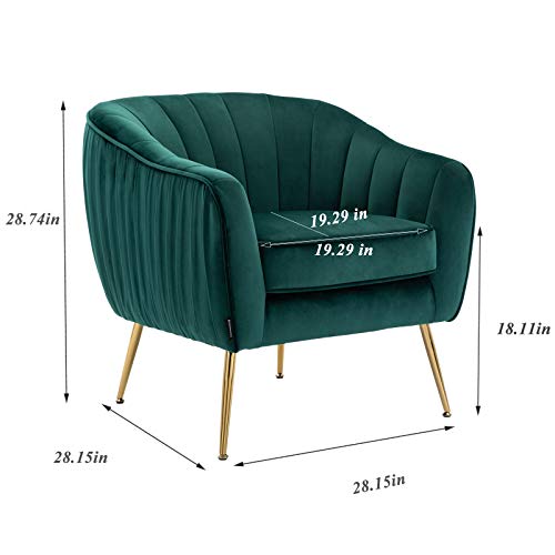 Sillón tub con tapizado suave y patas doradas verde miniatura 2