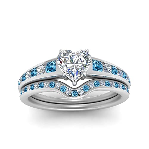 Image of Choose Your Gemstone Graduated Channel Setting Diamond CZ Wedding Sterling Silver Heart Shape Wedding Engagement Birthstone Stackable Ring Size US 4 to 12