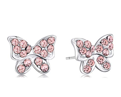 Buyless Fashion Girls Butterfly Stud Earrings - Hypoallergenic Stainless Steel with Sparkling Zirconia - E100BTPNK Buyless Fashion Girls Butterfly Stud Earrings - Hypoallergenic Stainless Steel with Sparkling Zirconia - E100BTPNK