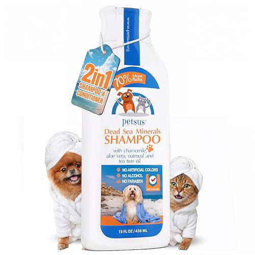 Image of Anti-Itch Relief Dog & Cat Shampoo + Conditioner with Dead Sea Minerals, Hypoallergenic for Sensitive & Allergic Skin, Natural Deodorizing Coat Wash, 15 fl oz