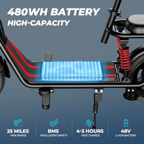 WINDHORSE 850W Peak Electric Scooter with Seat, 20MPH & 25