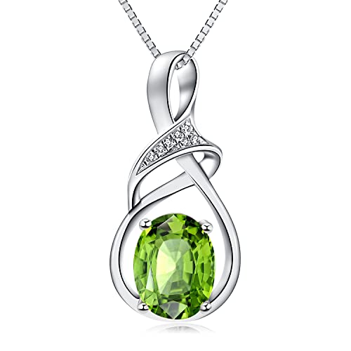 Hxzz Fine Jewelry Birthstone Gifts For Women Natural Gemstone Peridot Sterling Silver Pendant Necklace Anniversary Birthday Gift For Wife Mom Her Girls #TOP6