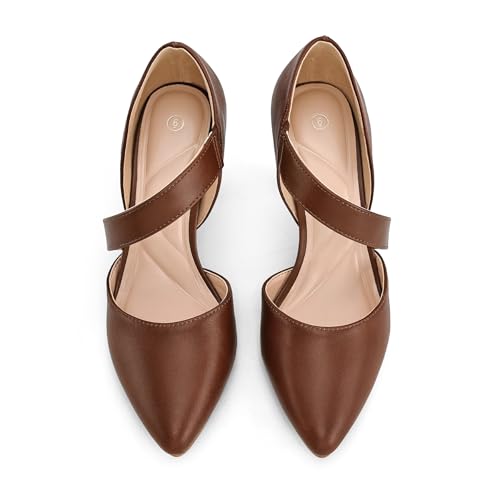 Image of mysoft Women's Pointed Toe Pumps Stiletto Heel Dress Shoes Wide Width | 3 Inch Stiletto Heel, Closed Toe, Wide Width, Elastic Strap, Comfortable, Daily, Wedding Party, Formal, Office Work Dressy