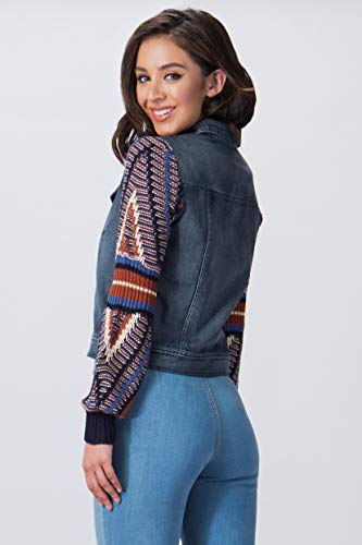 Flying Tomato Women's Boho Sweater Sleeve Denim Jacket2