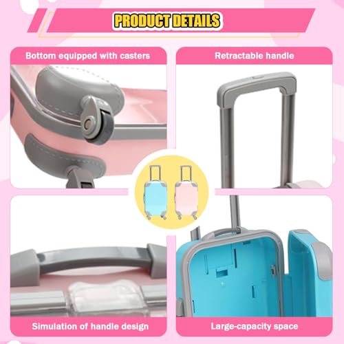 Yeory 2 PCS Mini Doll Luggage Set for 16 & 18 Inch Dolls, ABS Plastic Suitcase Toy with Handle, Travel Case for America Girl Doll Accessories, Mini Suitcase4