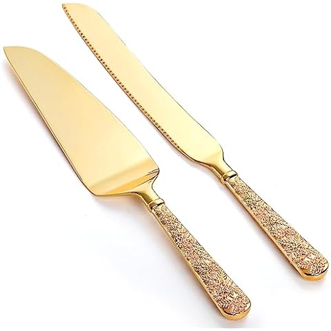 Dicunoy Vintage Gold Cake Knife and Server Set Cover