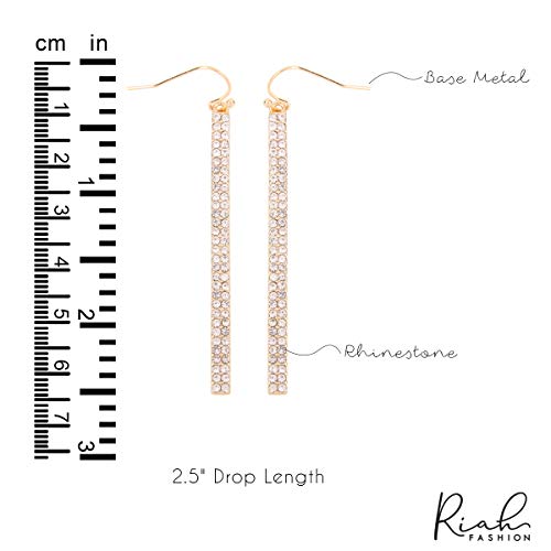Sparkly Rhinestone Cz Lightweight Geometric Bar Statement Earrings - Multi Cubic Crystal, Acrylic Pearl Vertical Drop Dangles (Vertical Bar Drop - Silver Crystal) #TOP3