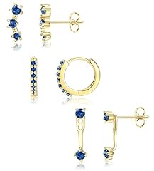 14K Gold Plated,Blue CZ