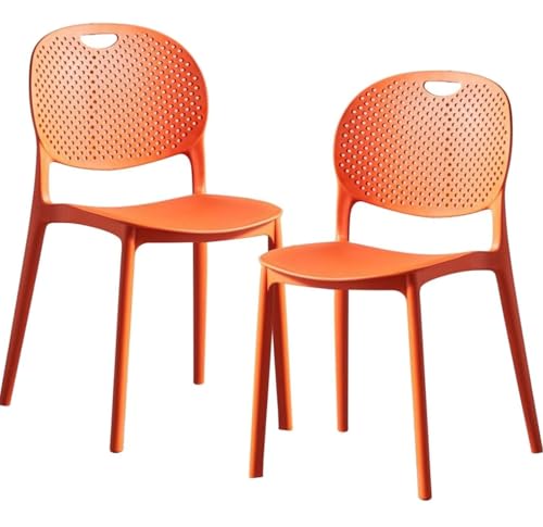 Image of Dream Furnishing - Set of 8 Stackable Dinning Chairs for Home Cafe Office Hotel for Indoor and Outdoor Patio (Orange Set 8)