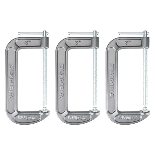 Image of Olympia Tools Heavy Duty Cast Iron C-Clamps with 8-Inch Jaw Opening and 4-Inch Throat, 3 Pack