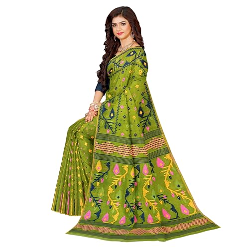 Image of Mayabi Women's Dhakai Jamdani Cotton Silk Saree Traditional Bengali Tant Korat Work, Without Blouse Piece