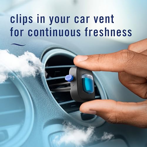 Image of Febreze AUTO Air Freshener, Odor-Fighting Automotive Vent Clip, Scented Car Accessories, Long Lasting for Strong Odors, Leather, 2 Count
