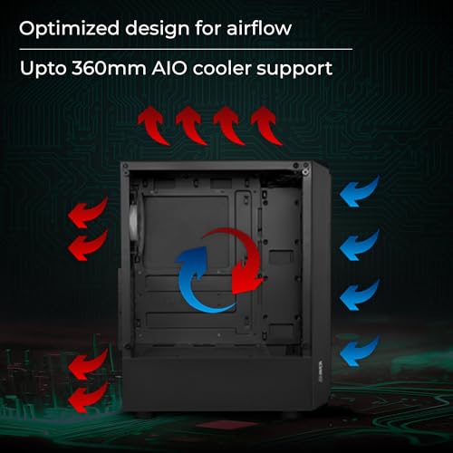 Image of ZEBRONICS Invicta Mid-Tower Premium Gaming Cabinet ATX /MicroATX /MINI ITX, 3X 120mm Front + 1x 120mm Rear Fan, Halo Glow Ring RGB Fans, RGB LED Modes, Tempered Glass Side Panel