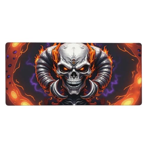 Tapis de souris de jeu XXL crâne orange abstrait pour bureau