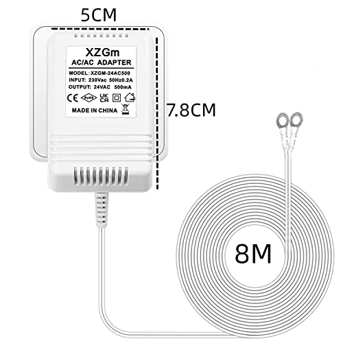 Türklingel-Transformator, 24 V 500 mA Video-Türklingel-Netzteil für Ring Video Doorbell, Ring Video Doorbell Pro und Ring Video Doorbell 2, kompatibel mit Nest Hello Doorbell (8M Verlängerungskabel)