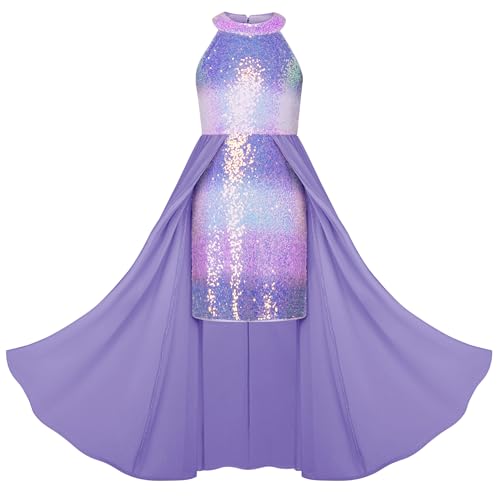 GRACE KARIN Girls Halter Neck Sequin Dress 6-14Y Kids Fancy Formal Party Christmas Sparkly Pageant Birthday Dresses
