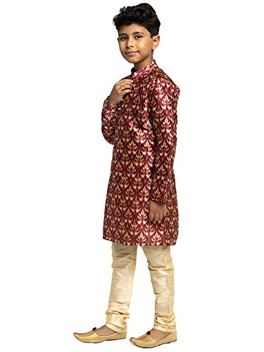 Image of KRAFT INDIA Boys Silk Print Kurta Churidar