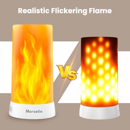 Image of Morsatie【Upgraded Flame Light, Rechargeable LED Flickering Flameless Candles, 4 Modes Battery Operated Candles with Upside Down Effect, Waterproof LED Candles for Indoor Outdoor 1 PCS