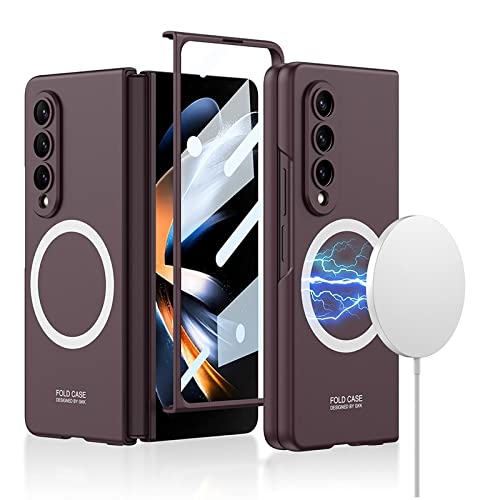 Coque Chargement Magnétique Samsung Z Fold 5 4 Luxe Vin Rouge Mince