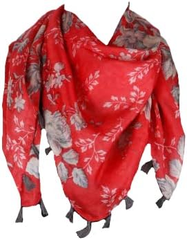Cashmere Craft100% Pure Silk Scarves for Women (Ov-69_Redcoral_Free Size)