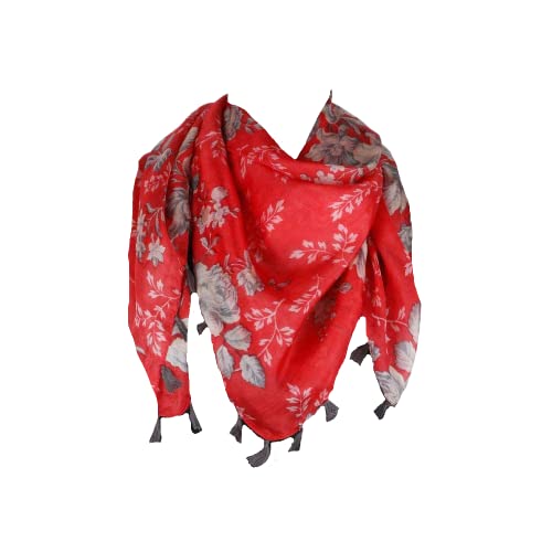 Cashmere Craft100% Pure Silk Scarves for Women (Ov-69_Redcoral_Free Size)