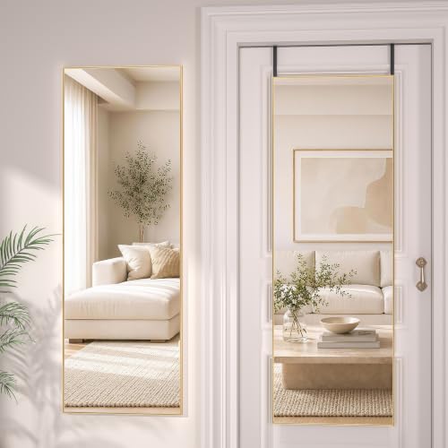 Hasipu Door Mirror Full Length, 51 x 16 Inch Full Body Wall Mirror Over The Door Hanging Mirror for Bedroom, Living Room, Cloakroom