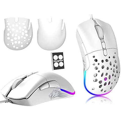 ZIYOU LANG G-PRO Mice D19 Wired Gaming Mouse for Laptop, Programmable Backlight Mouse 7 Buttons, White Mouse Gaming, 12,000 Dpi Adjustable, for Windows Mac/ Macbook Pro /Air/HP/Huawei/Samsung Cover