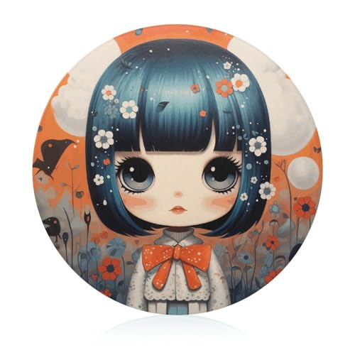 Tapis à découper rond en verre lavable pour planche à charcuterie anime