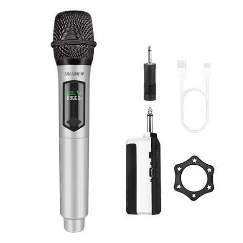 Talomen Microfono Wireless,Microphone Portatile a 2.4 GHz,Microfoni karaoke professionale,Sistema di...