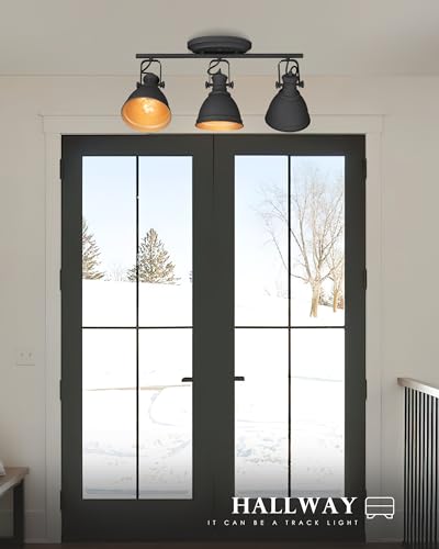 Image of 3-Light Black Bathroom Vanity Light Over Mirror, Industrial Style