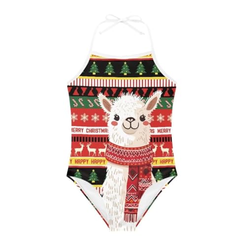 Image of Christmas Girls One-Piece Swimsuits Beach Halter Swimwear Bathing Suit for 3-10 Years