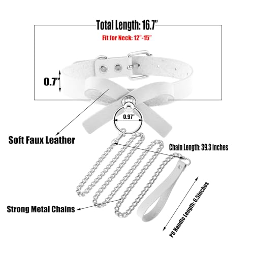 Collier et laisse souple anti-irritation avec nœud papillon blanc pour petit chien - 14