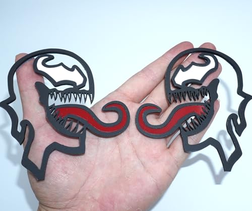 Image of Pair Set Venom Emblems 3D Badge Multicolored Custom Decal Sticker Fit for Universal Car Truck Motorcycles (Black Red White)