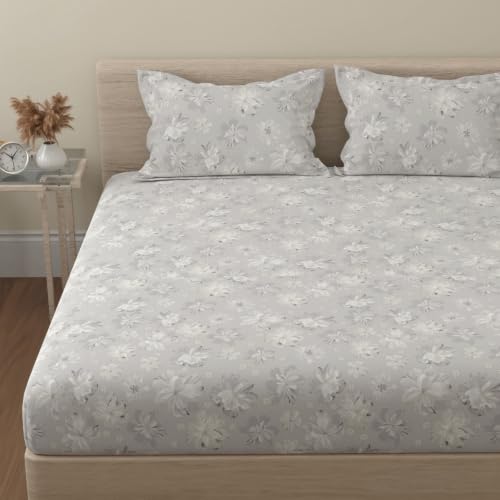 Image of Huesland by Ahmedabad Cotton 144 TC Double Bedsheet Cotton with 2 Pillow Covers | Dark Grey, Dim Grey & Light Grey