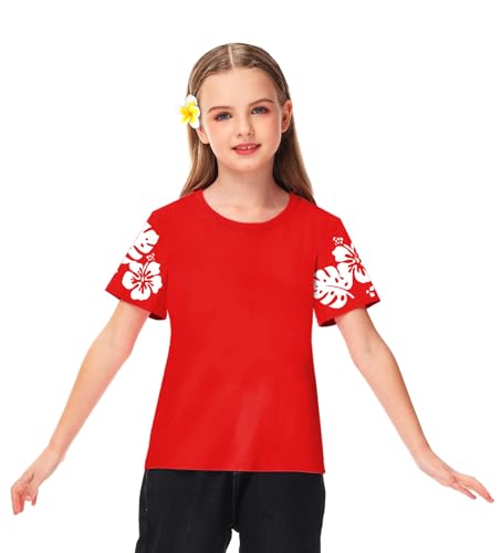 Remimi Girls Halloween Lilo Shirts Red Flower Leaf Graphic Cute Tops 3-14 Years3