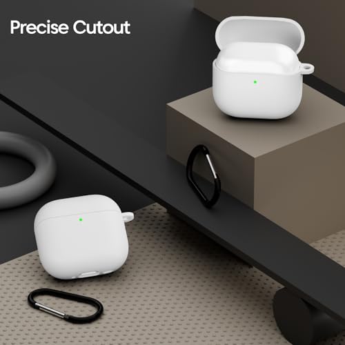 Image of Sounce Airpods 4th Generation Case Cover 2024, Soft Silicone Skin Cover Shock-Absorbing Full Protective Case with Keychain for New Apple Airpods 4 Case [Front LED Visible] (White)