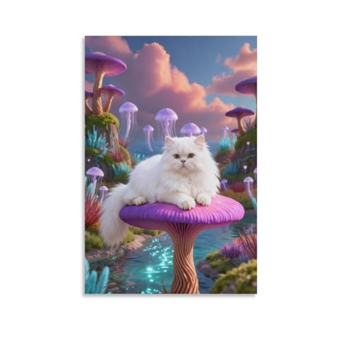 Cuadro gato persa lienzo fantasy para tapar imperfecciones de pared en el salón
