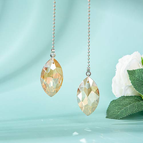 Image of 2 PCS Crystal Champagne Prism Drop Ceiling Fan Pull Chain Extender Decorative Switch