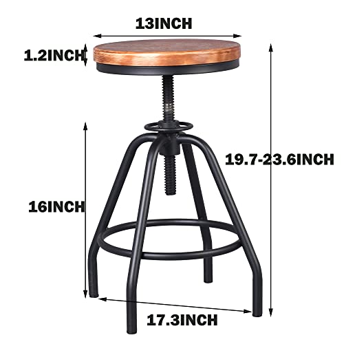 Bokkolik Retro Bar Stools Set Of 2 Industrial Style Swivel Seat Counter Height Adjustable 19.7-23.6Inch Vintage Kitchen Island Dining Stool Office Guest Chair  thumb #2