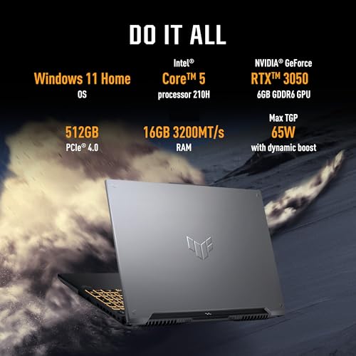 Image of ASUS TUF Gaming F16,Intel Core 5 Processor 210H,14thGen Gaming Laptop(RTX 3050-6GB /65WTGP /16GB /512GB /FHD+ /16 inch /144Hz /Windows 11 /M365 Basic(1Year)* /Office 2024 /Mecha Gray /2.20 Kg) FX607VJB-RL179WS