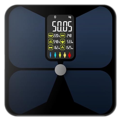 VitaeChek Digital Body Fat Scales - Bluetooth Connected Scale 4 Electrodes - High Accuracy with App Included - Body Analysis Scales for Body Fat, BMI, Muscle Mass, Protein, Heart Rate, BMR - 180 kg